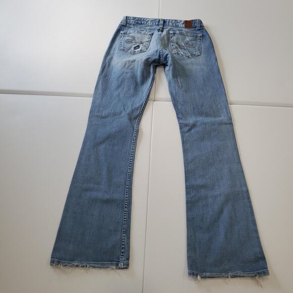 BKE Stella Jeans Womens 29 Blue Bootcut Denim Frayed Hem Embroidered Pockets - Picture 2 of 12